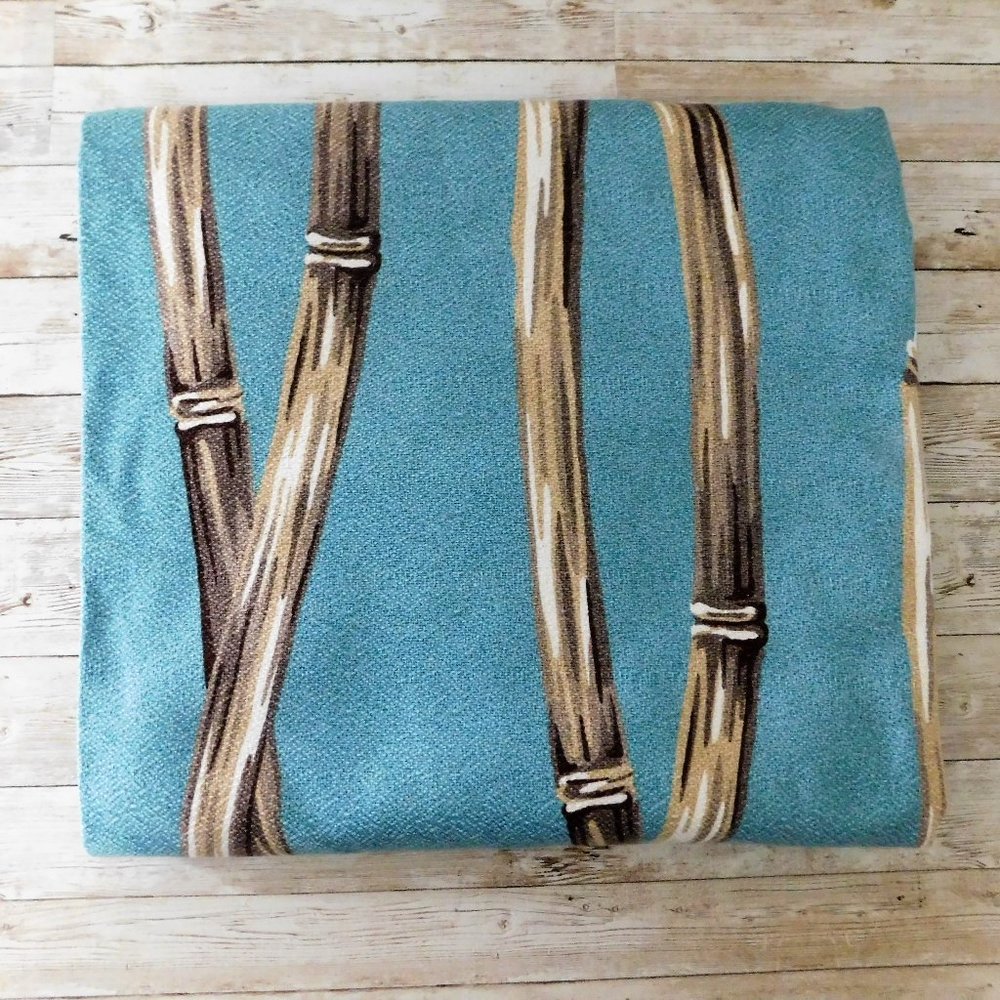 VINTAGE RARE Bamboo Print Cotton Barkcloth